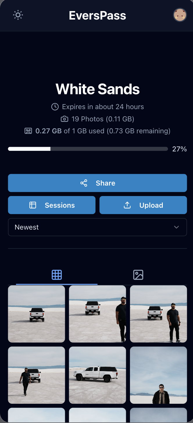 EversPass photo gallery view